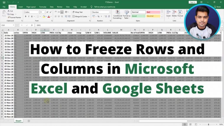 Freeze Excel Rows and Columns_Freeze Google Sheets Rows and Columns